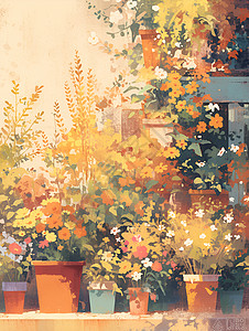 花店里的花盆背景图片