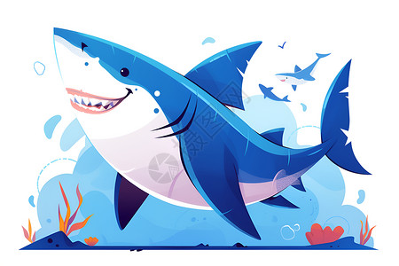 鲨鱼动物鲨鱼的笑容插画