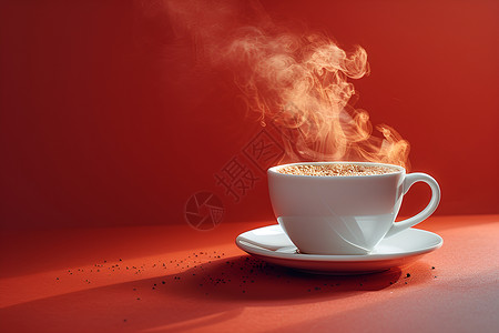 瓷器香气四溢的热咖啡插画