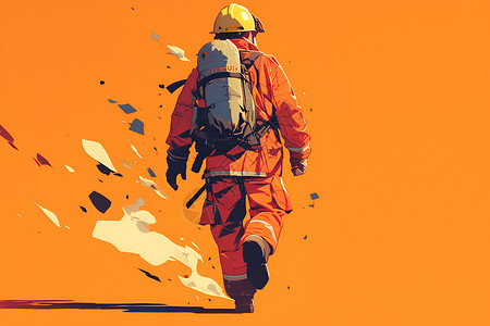 背包飞行器火风灾害中的勇士插画
