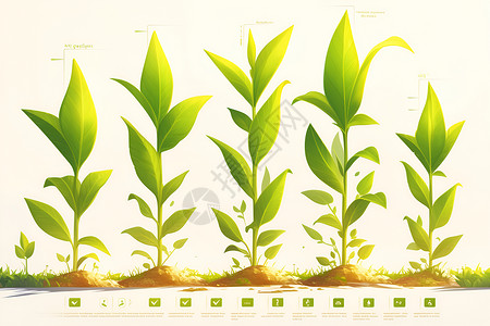 四个阶段发芽的玉米作物插画