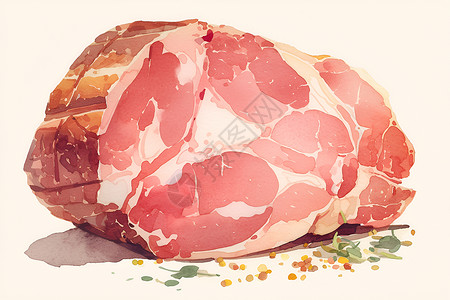 肉香四溢香气四溢的原生肉插画