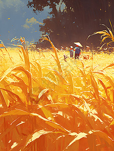 收割后的玉米地秋季丰收的玉米插画