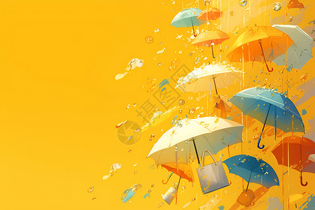 彩色雨伞插画高清图片