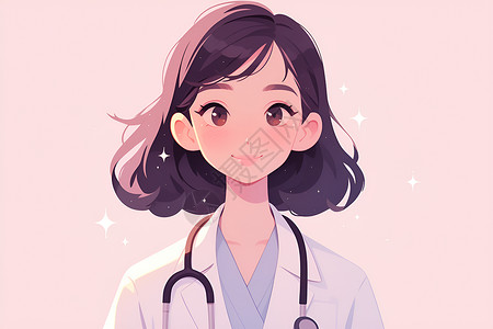 白大褂医生漂亮的女医生插画