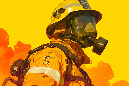 勇气插画消防员面对烟雾的勇气插画