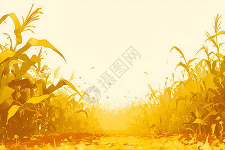 金黄玉米成熟的玉米地插画