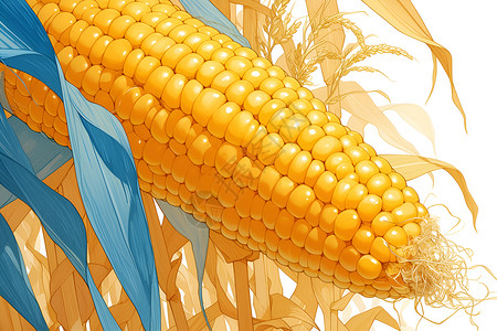 农作物丰收成熟的玉米插画