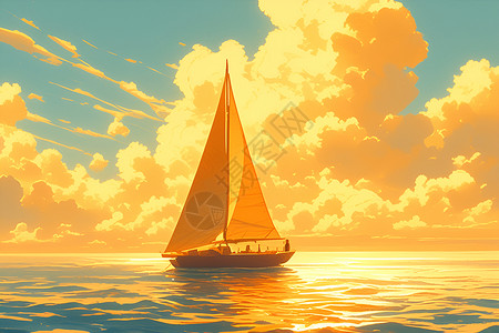 小船在云海中航行背景图片