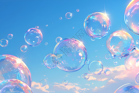 漂浮圆环气泡泡泡漂浮在空中插画