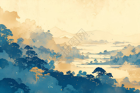 中国水墨景观背景图片