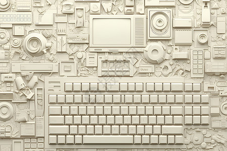 键盘按键键盘周围不同的图案插画