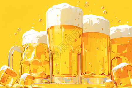 酒精喷洒美味的啤酒插画