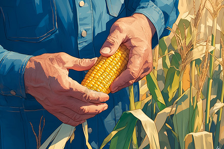 玉米收割收割的玉米插画