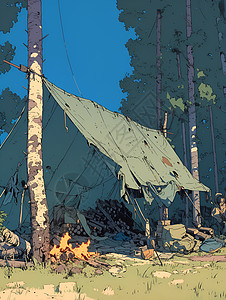 破烂的帐篷背景图片