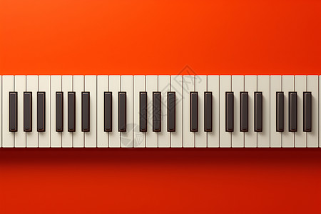 线条排列红色背景上的白黑钢琴插画
