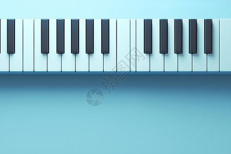钢琴黑白琴键蓝色背景上的琴键插画