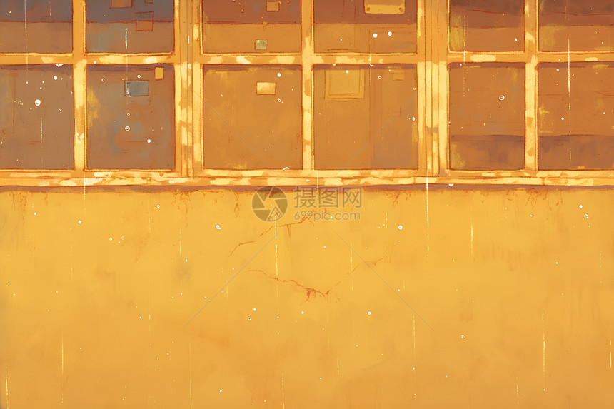 大雨中的黄色墙壁图片