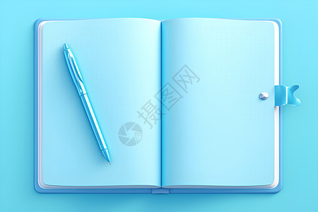 笔记本中的一支钢笔高清图片