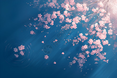 粉色的樱花樱花飘落高清图片