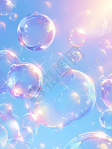 泡泡中的梦幻色彩背景图片