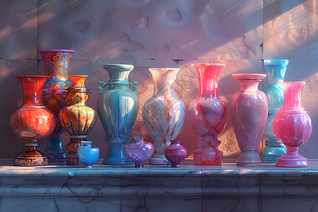 陶瓷罐子漂亮的花瓶插画