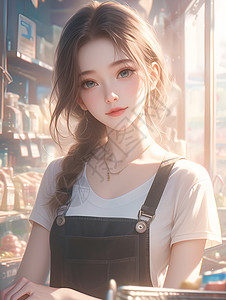 孩童服饰亮丽的女孩插画