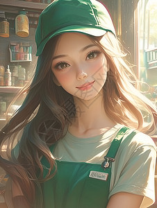 孩童服饰戴帽子的女孩插画