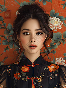 优雅的中国女人背景图片