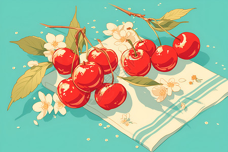 樱桃丸子美味的樱桃插画