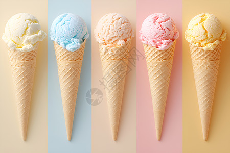甜美冰淇淋五色缤纷的冰淇淋插画