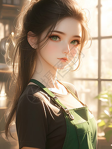 美丽少女绿野仙踪窗前少女插画