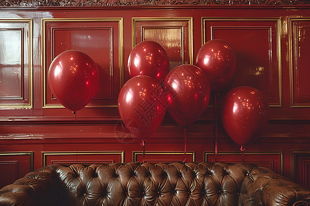 宴会气球装饰沙发上的红色气球背景