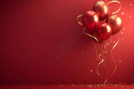 节日红色悬浮的红色气球背景
