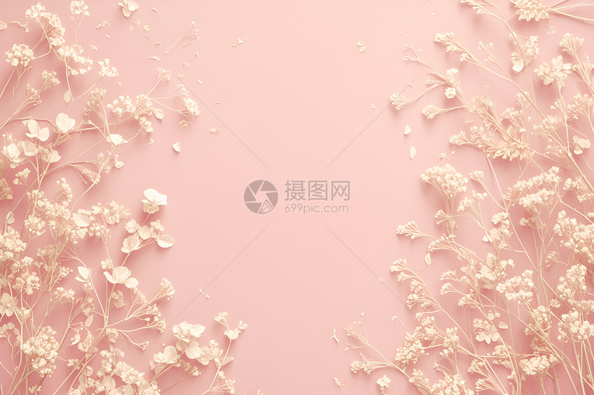 墙壁上的粉色花朵图片