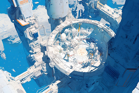 未来的空间站背景图片