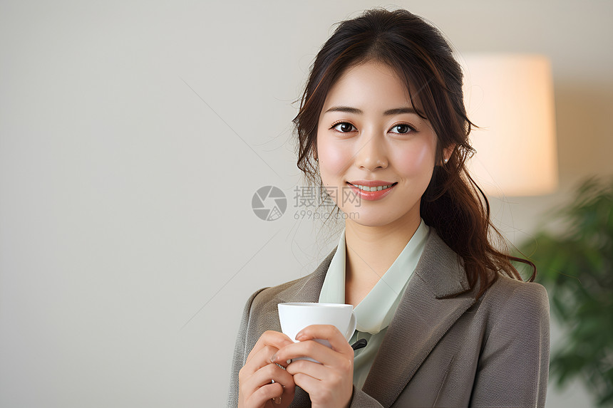 喝咖啡的女子图片