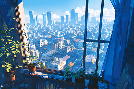 展示的蓝色城市背景图片