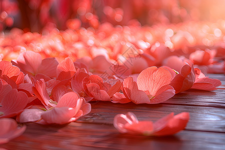 清新桃花插画美丽的花瓣铺满地板背景