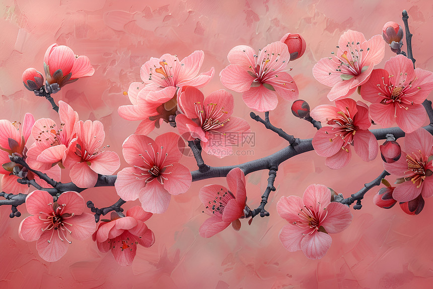 桃花盛开的美景图片