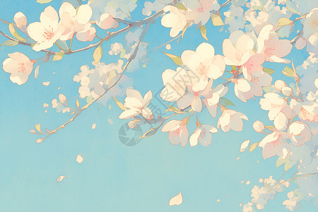 桃花盛开的宁静花园背景图片