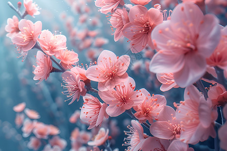 盛开的美丽桃花背景图片