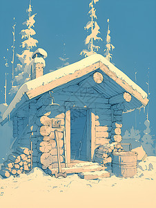 展示的小木屋建筑物背景图片