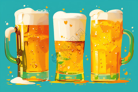 酒杯图片香醇可口的啤酒插画