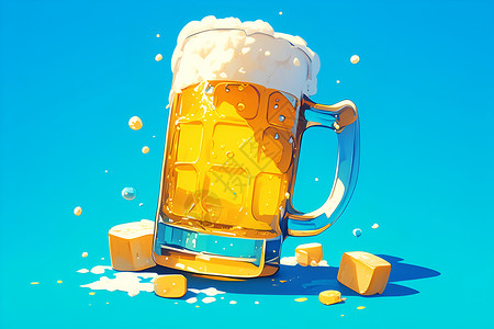 啤酒与高脚酒杯酒杯中的泡沫和啤酒插画
