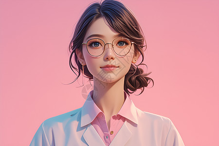 可爱年轻女性戴眼镜的医生插画