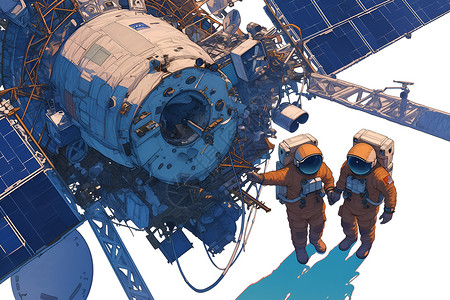 卫星下的宇航员背景图片