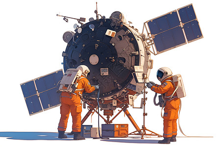 修理卫星的宇航员背景图片