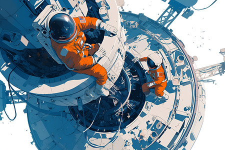 太空站上的太空人背景图片