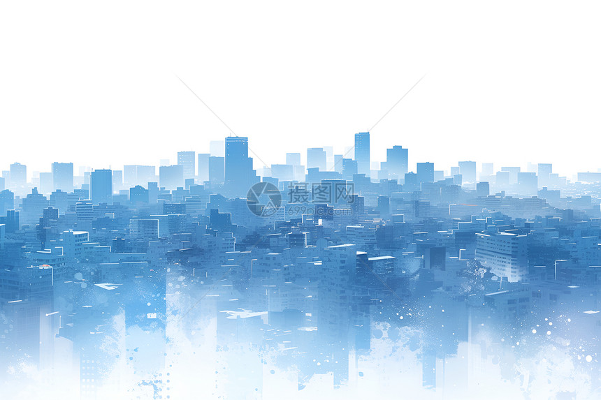 蓝色城市剪影图片